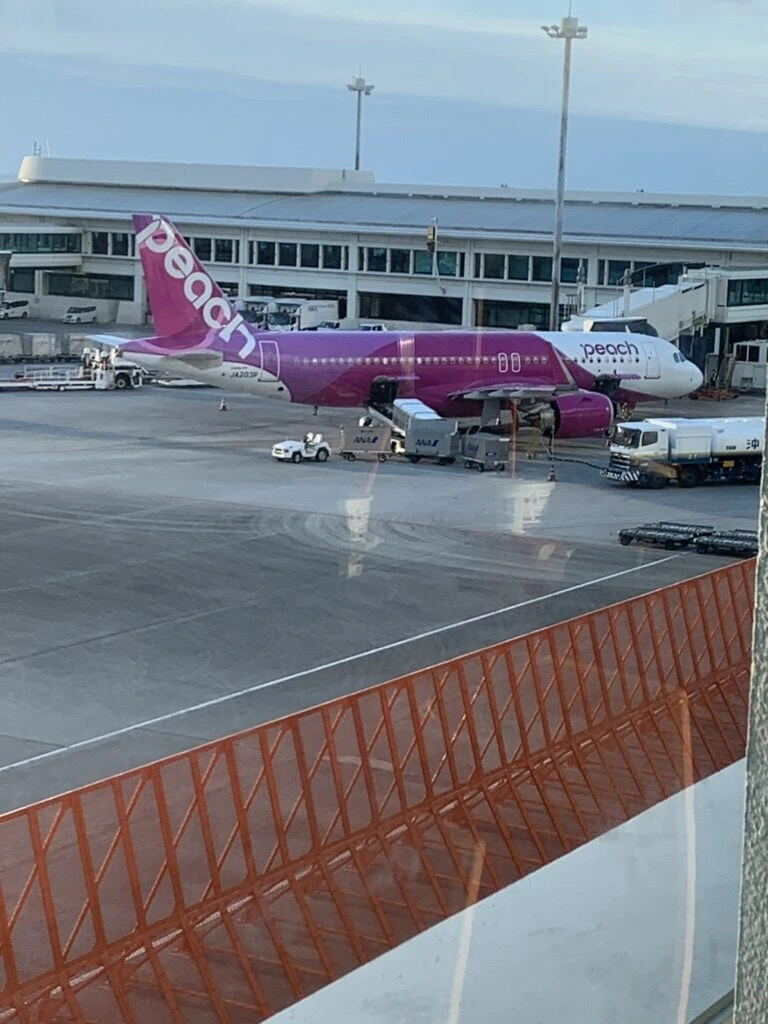 那覇空港に駐機中のピーチのA320